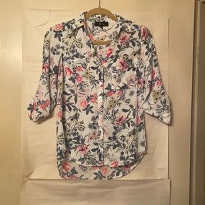 White floral BCX button down blouse